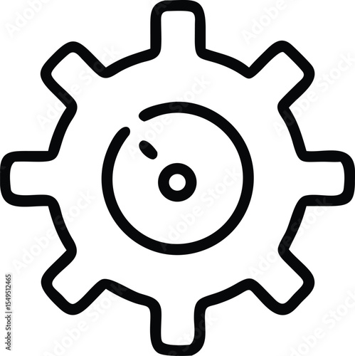 Streamlined Business System Outline Icon of a Settings Gear for Enhanced Efficiency and Productivity