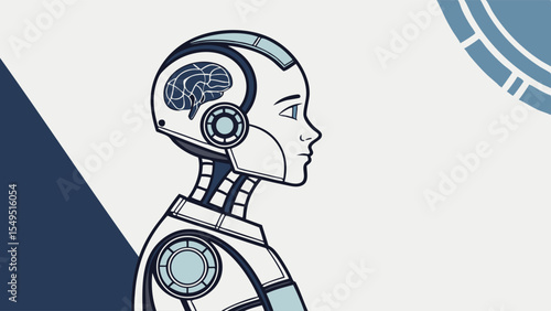 Profile of a Female Robot with Visible Brain.
