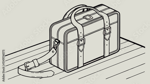 Stylish Leather Messenger Bag Outline Drawing.