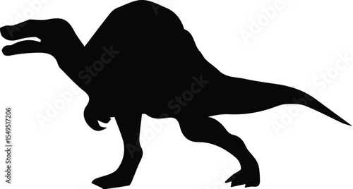 Spinosaurus dinosaur silhouette isolated on transparent background vector