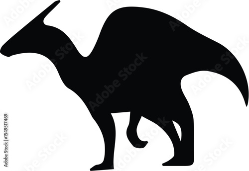 Parasaurolophus dinosaur silhouette isolated on transparent background in black