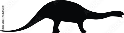 Silhouette of a brontosaurus dinosaur isolated on transparent background