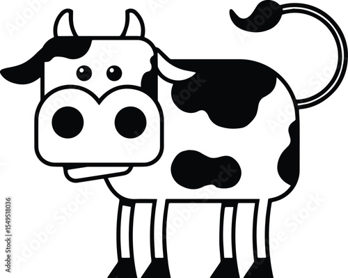 Cartoon cow with black spots isolated on transparent background design