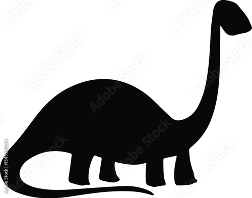 Black silhouette of a brontosaurus isolated on transparent background
