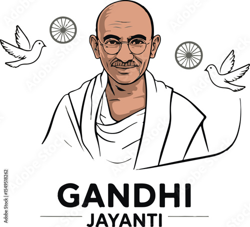 Gandhi Jayanti Illustration png