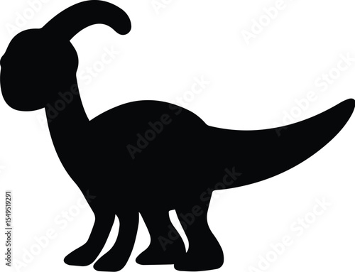 Parasaurolophus dinosaur silhouette isolated on transparent background