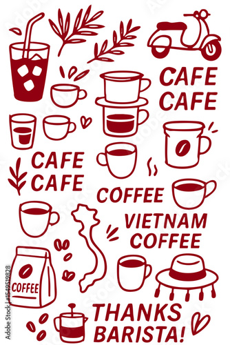 Green Coffee Shop Elements and Doodles