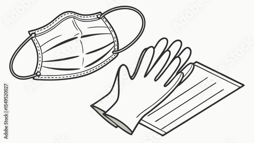 Protective Medical Mask and Gloves Illustration.