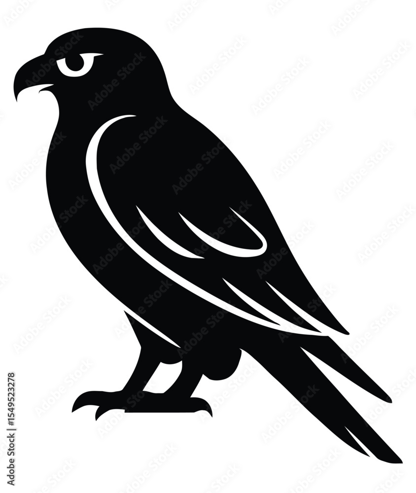 Fototapeta premium Black and white birds of prey vector illustration, Hawk silhouette vector art isolated on transparent background, Andean condor illustration