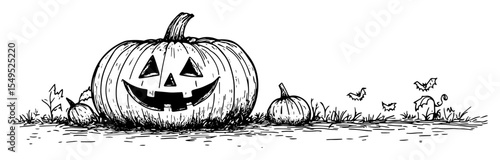 hand drawn halloween jack o lantern pumpkin vector illustration