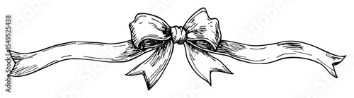 ribbon bow decorative banner sketch vector