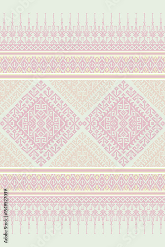Pixel fabric Ethnic pattern, Cross-stitch Geometric, design for tile, carpet, vector, illustration , Abstract, Ethnic background,seamless