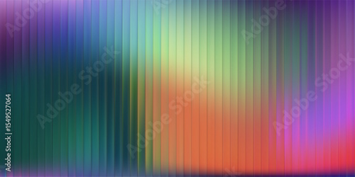 Ribbed glass background with gradient abstract blue pattern and color effect. Neon line blur adds iridescent graphic light to wave vector texture for premium modern design.