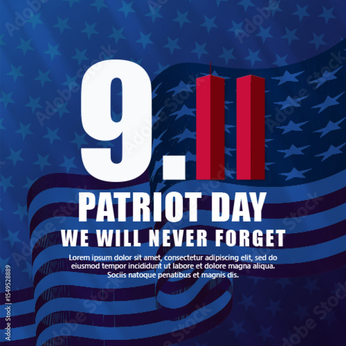 Banners commemorating the September 11 attacks. Patriot Day 9/11 Commemorative Banners with US flags. Patriot Day Banners.