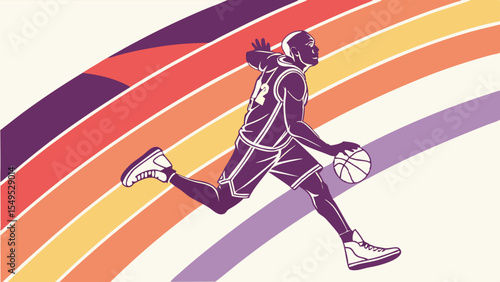 Dynamic Basketball Player in MidAir Jump Shot.