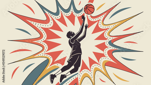 Silhouette of a Basketball Player in MidJump.