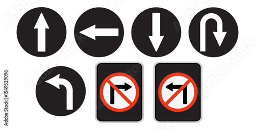 vector illustration of a red and white arrows traffic rules icons 
