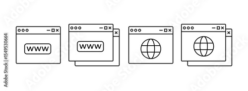 Website icon vector set. Browser window symbol