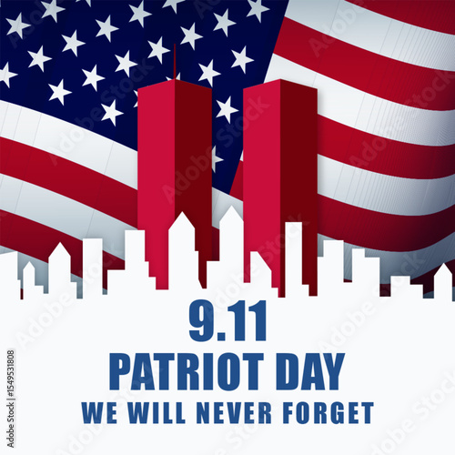 Banners commemorating the September 11 attacks. Patriot Day 9/11 Commemorative Banners with US flags. Patriot Day Banners.