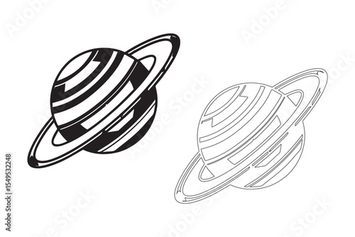Black Hole With Accretion Disk Silhouette Space Illustration Vector Graphic