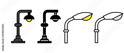 set of tools for repair and lamps torch lights lamp icons