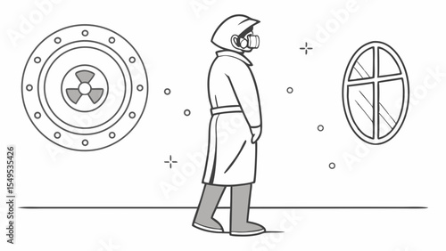 Radioactive Containment Zone Worker in Protective Gear.