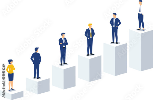 Professional Growth and Career Advancement: Step-by-Step Progression Illustration for Business Success flat vector illustration