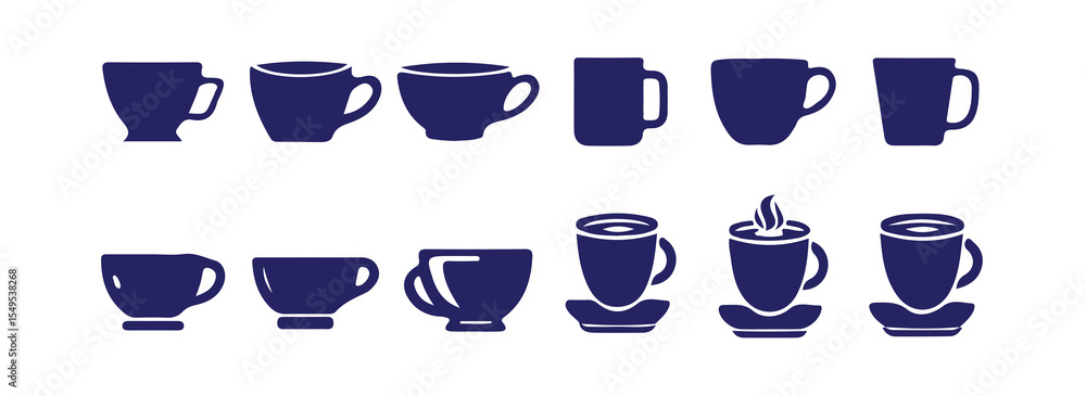 Classic Tea Cup Icon Pack, Isolated Cup and Mug Vector Symbols, Elegant Coffee Cup Icons for Web and Apps, vector illustration eps 10. Classic Tea Cup Icon Pack, Isolated Cup and Mug Vector Symbols, Elegant Coffee Cup Icons for Web and Apps, vector illustration eps 10.