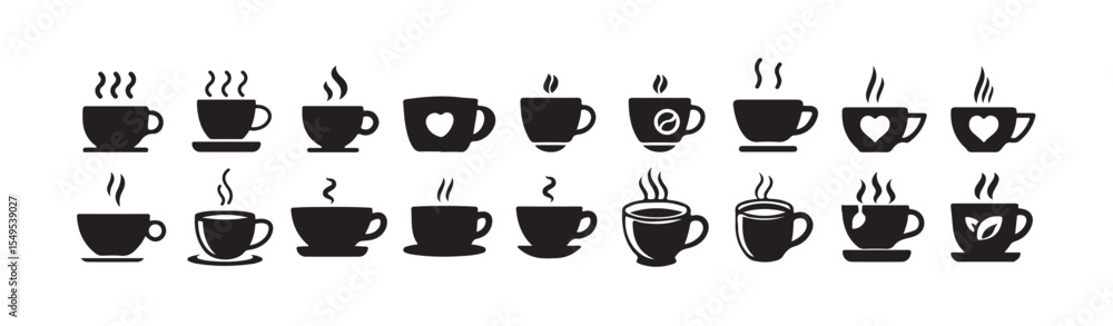 Obraz premium Coffee cup icon set. Cups of coffee tea collection. Hot drink icon. cup a coffee icon vector illustration eps 10.