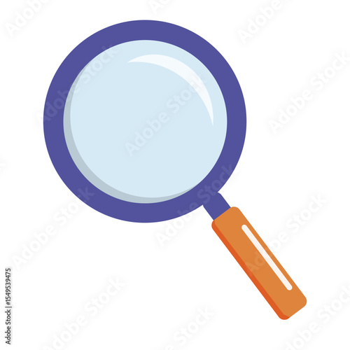 Flat style magnifying glass with realistic highlight, great for search, research or detective content.