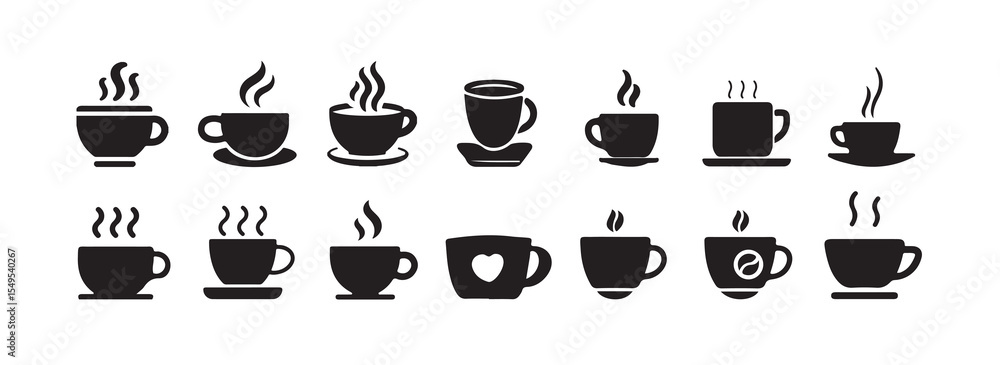 Coffee cup icon set. Cups of coffee tea collection. Hot drink icon. cup a coffee icon vector illustration eps 10. Coffee cup icon set. Cups of coffee tea collection. Hot drink icon. cup a coffee icon vector illustration eps 10.