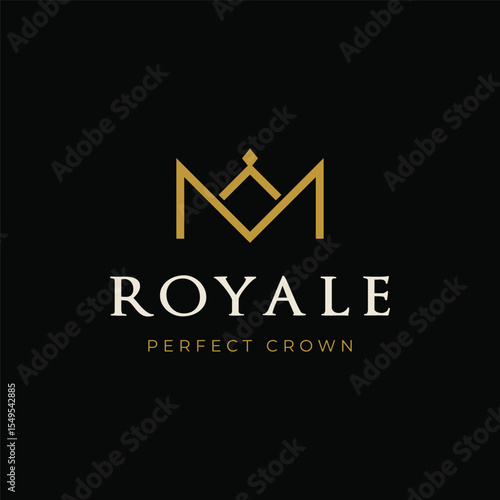Vintage Golden Royal Crown logo template design with elegant and luxury geometric creative idea.Logo for business, beauty and salon.