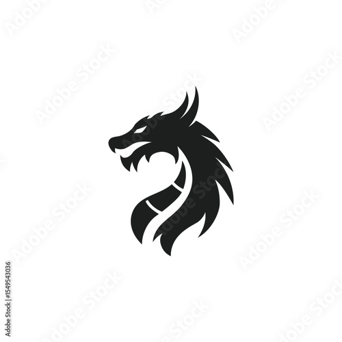Creative mythological legend fire dragon logo template design.logo for emblem, tattoo, branding.