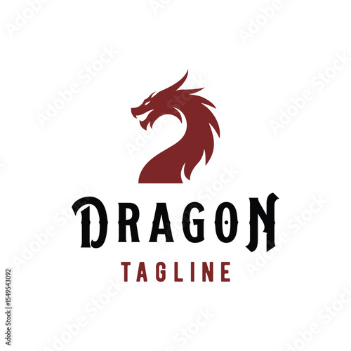 Creative mythological legend fire dragon logo template design.logo for emblem, tattoo, branding.