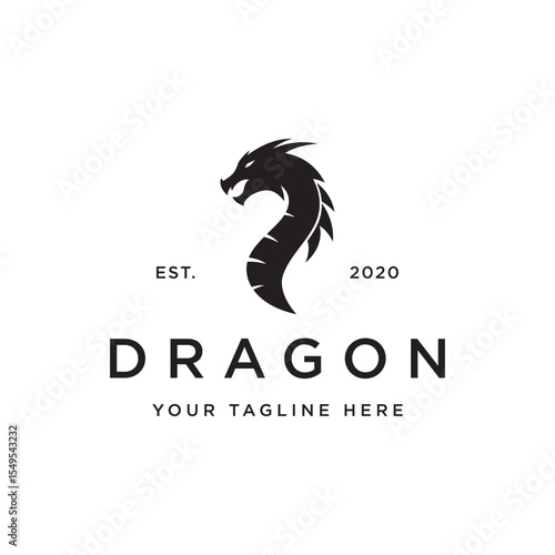 Creative mythological legend fire dragon logo template design.logo for emblem, tattoo, branding.