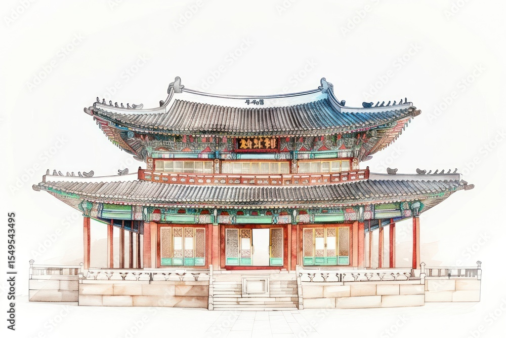 Obraz premium Palace architecture illustration building.