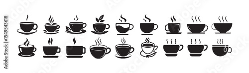 Cup cofee icon. Silhouette tea cup symbol, cup a coffee icon silhouetee. vector illustration eps 10.
