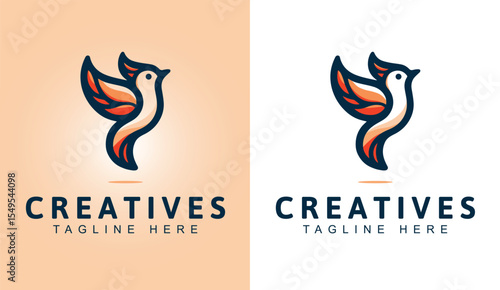 Royal Bird Logo with Crown in Elegant Modern Style for Luxury Branding