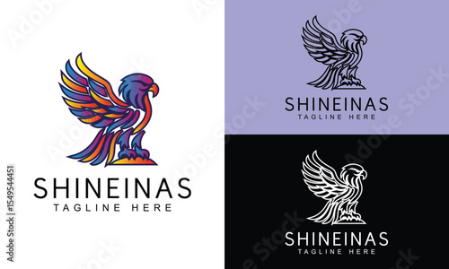 Stylized Eagle Emblem in Flat Vector Style for Professional Branding