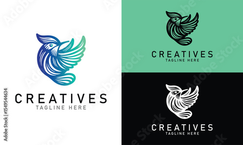 Modern Gradient Bird Logo with Vibrant Colors in Circular Shape for Creative Branding