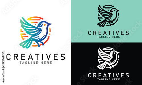 Colorful Abstract Bird Logo Design in a Modern Round Shape for Branding and Business Use