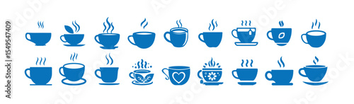 Tea cup icon bundle set, Cup hot icons set. Coffe or tea cups icon collection. vector illustration eps 10.