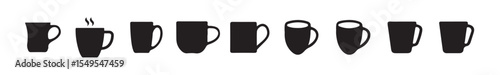 Tea cup icon bundle set, Cup hot icons set. Coffe or tea cups icon collection. vector illustration eps 10.