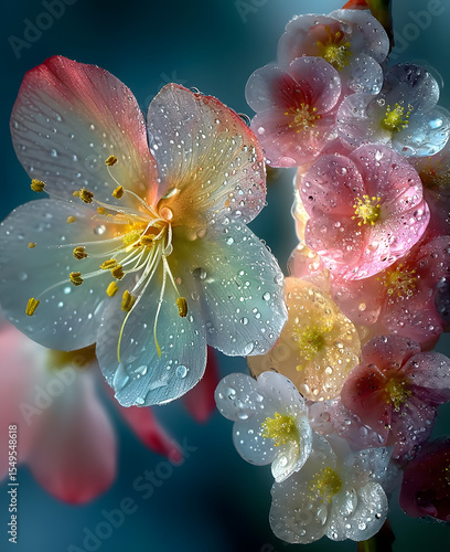 pink flower with water drops
