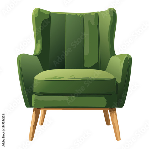 Elegant Green Wingback Armchair for Classic Interiors
