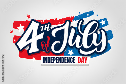 Fourth of july design with stars and stripes on white background