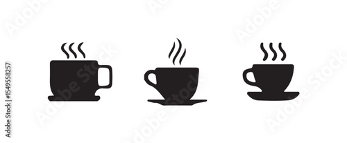 Wallpaper Mural Cup of tea icon set, Hot cup beverage vector icon set. Tea or coffee cups icons, vector illustration eps 10. Torontodigital.ca