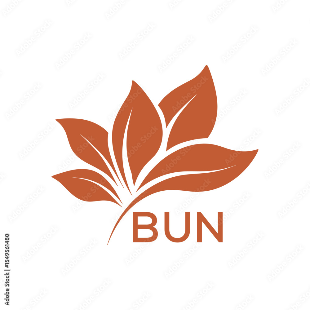 Obraz premium BUN Modern Abstract Botanical Logo with Leaf Motif BUN Later Logo, and Letter mark. 