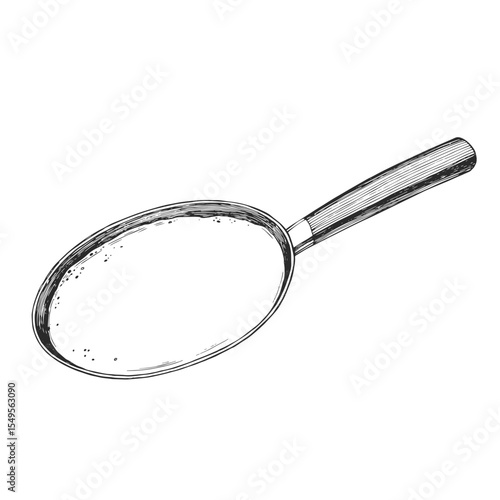 Vector hand-drawn illustration of a pan with dough. Black and white sketch of the process of cooking.