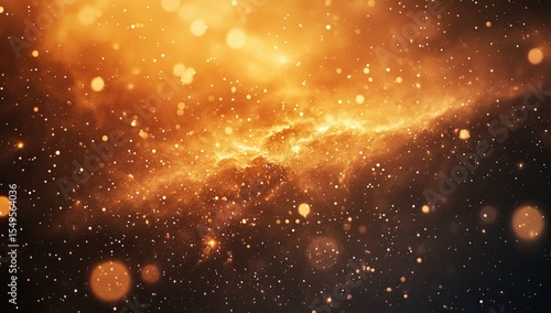 Fiery nebula, cosmic dust, golden glow